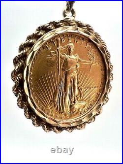 Gold American Eagle Coin Pendant-Classic 14K Yellow Gold Bezel 1986 $10 1/4oz