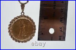 Gold American Eagle Coin Pendant-Classic 14K Yellow Gold Bezel 1986 $10 1/4oz