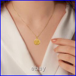 Gold Celtic Cross Irish Blessing Textured Coin Medallion Pendant Necklace