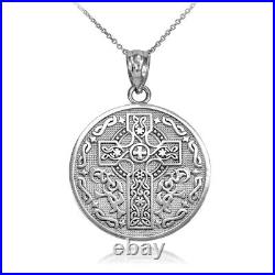 Gold Celtic Cross Irish Blessing Textured Coin Medallion Pendant Necklace