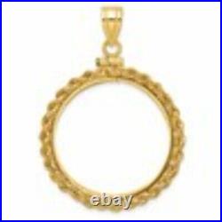 Gold Coin Bezel Pendant Mounting in 10K Yellow Gold 13mm 39.5mm