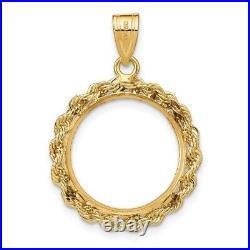 Gold Coin Bezel Pendant Mounting in 10K Yellow Gold 16.5mm 32.7mm Coin Size