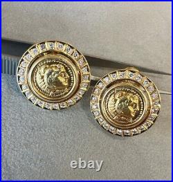 Gold Coin and Diamond Earrings in 18k Yellow Gold HM2493AE