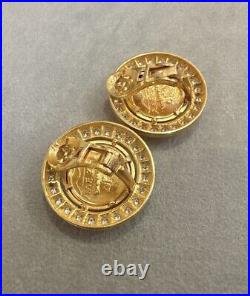 Gold Coin and Diamond Earrings in 18k Yellow Gold HM2493AE