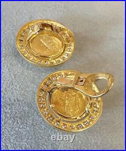 Gold Coin and Diamond Earrings in 18k Yellow Gold HM2493AE