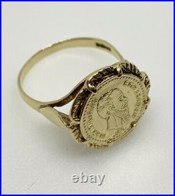 Gold EMPERADOR MAXIMILIANO Ring 9ct Yellow Gold Coin Ring Vintage Mexican Coin