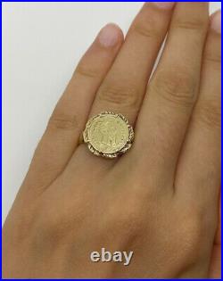 Gold EMPERADOR MAXIMILIANO Ring 9ct Yellow Gold Coin Ring Vintage Mexican Coin