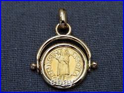 Gold Florin / Florentine Coin Reversible Pendant 24kt gold coin