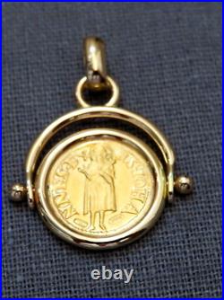 Gold Florin / Florentine Coin Reversible Pendant 24kt gold coin