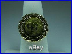 Gold Panda Coin Ring 1988 5 Yuan 24 Karat Coin Mounted on 14K solid gold Ring