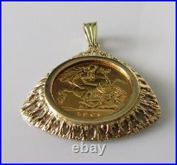 Gold Sovereign Pendant 22ct Gold 1909 Half Sovereign Coin 9ct Gold Mount