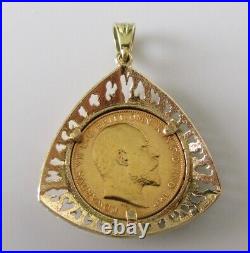 Gold Sovereign Pendant 22ct Gold 1909 Half Sovereign Coin 9ct Gold Mount