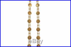 Gorgeous Dubai Handmade Coin Chain Necklace In Solid Hallmark 18K Yellow Gold
