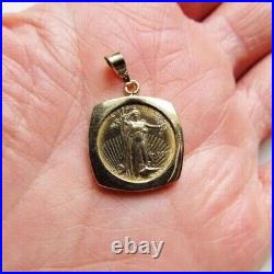 Gorgeous Ounce Gold Liberty Coin Pendant 14k Yellow Gold Finish