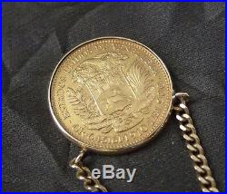 Great Gold Coin Necklace 1910 20 Bolivares In 18k Bezel Pendant On 18k Chain