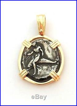 Greek Coin 14K Yellow Gold Pendant Boy on Dolphin Tara Calabria 14k Jewelry