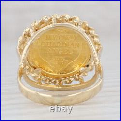 Guardian Angel Coin Ring 10k 1/20oz 24k Yellow Gold Size 6.5