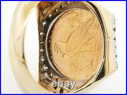 Heavy 14K gold. 80CT VS diamond enamel 1911 22K gold Indian head coin men's ring