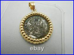 Heavy & Gorgeous 14k Yellow Gold Bezel Pendant With A Roman Coin Probus 280AD