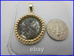 Heavy & Gorgeous 14k Yellow Gold Bezel Pendant With A Roman Coin Probus 280AD