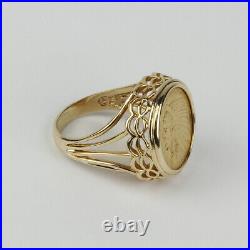Heavy Vintage 14k Yellow Gold, 1925 Quarter Eagle Coin Mens/Unisex Ring Size 8.5