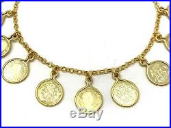 Italian 14k Yellow Gold COIN Charm Bracelet 7.5 7.8 grams