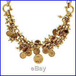 Italian Giodoro 18k Yellow Gold Dangling Cluster Mini Coins Bead Charms Necklace