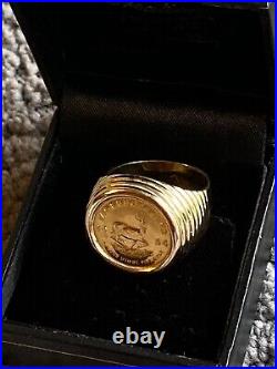 Krugerrand 1984 Gold 1/10 oz. Coin 14kp Solid Yellow Gold Ring 12 gramsSIZE 10