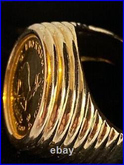 Krugerrand 1984 Gold 1/10 oz. Coin 14kp Solid Yellow Gold Ring 12 gramsSIZE 10
