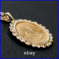Krugerrand Coin Custom Engagement Pendant With Free Chain 14k Yellow Gold Plated