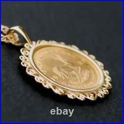 Krugerrand Coin Custom Fancy Wedding Women's Pendant 14k Yellow Gold Plated