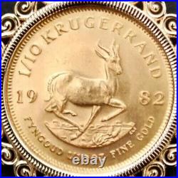 Krugerrand Coin Custom Fancy Wedding Women's Pendant 14k Yellow Gold Plated