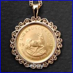 Krugerrand Coin Custom Fancy Wedding Women's Pendant 14k Yellow Gold Plated