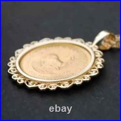 Krugerrand Coin Custom Fancy Wedding Women's Pendant 14k Yellow Gold Plated