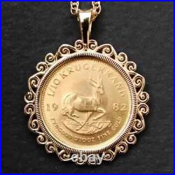 Krugerrand Coin Custom Fancy Wedding Women's Pendant In 14k Yellow Gold Plated