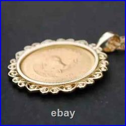 Krugerrand Coin Custom Fancy Wedding Women's Pendant In 14k Yellow Gold Plated