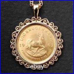 Krugerrand Coin Custom Pendant Women's Engagement Pendant 14k Yellow Gold Plated