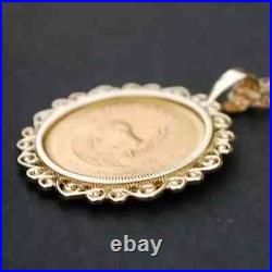 Krugerrand Coin Custom Pendant Women's Engagement Pendant 14k Yellow Gold Plated