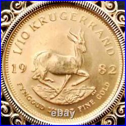 Krugerrand Coin Custom Women/Men' Pendant With Free Chain 14k Yellow Gold Finish