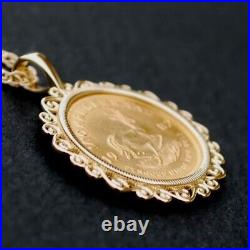 Krugerrand Coin Pendant Without Stone New Style Pendant 14K Yellow Gold Plated