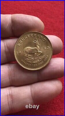Kruggerand Rare 1980 South African 1oz Solid 22ct Yellow Gold Coin