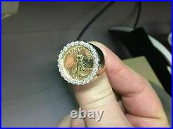 LADY LIBERTY COIN RING 2.00 TCW ROUND CUT DIAMOND 14K Yellow Gold Finish