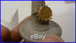 Ladies 14k $1 Us Gold Coin 50 Points Tw Diamond Coin Ring Sz 6 3/4