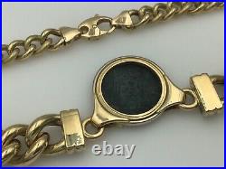 Ladies Estate Piece 18K Yellow Gold Ancient Coin Diamond Necklace Pendant