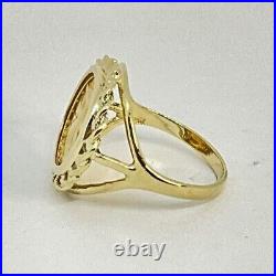 Ladies Guardian Angel Coin Without Stone Engagement Ring 14K Yellow Gold Finish