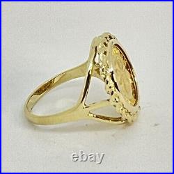 Ladies Guardian Angel Coin Without Stone Engagement Ring 14K Yellow Gold Finish