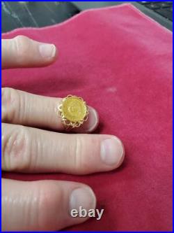 Ladies Panda Coin Ring In 14 K Yellow Gold Weights 4.3 Grams