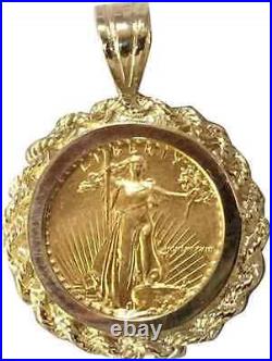 Lady Liberty Coin Pendant Unisex Pendant 14k Yellow Gold Plated