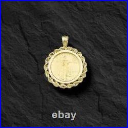 Lady Liberty Coin Pendant Unisex Pendant 14k Yellow Gold Plated