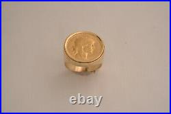 Large 14ct Men's Gold Ring with 1910 20 Franc Marianne Rooster French Gold Coin